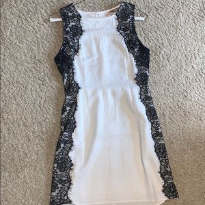 white dress with black lace